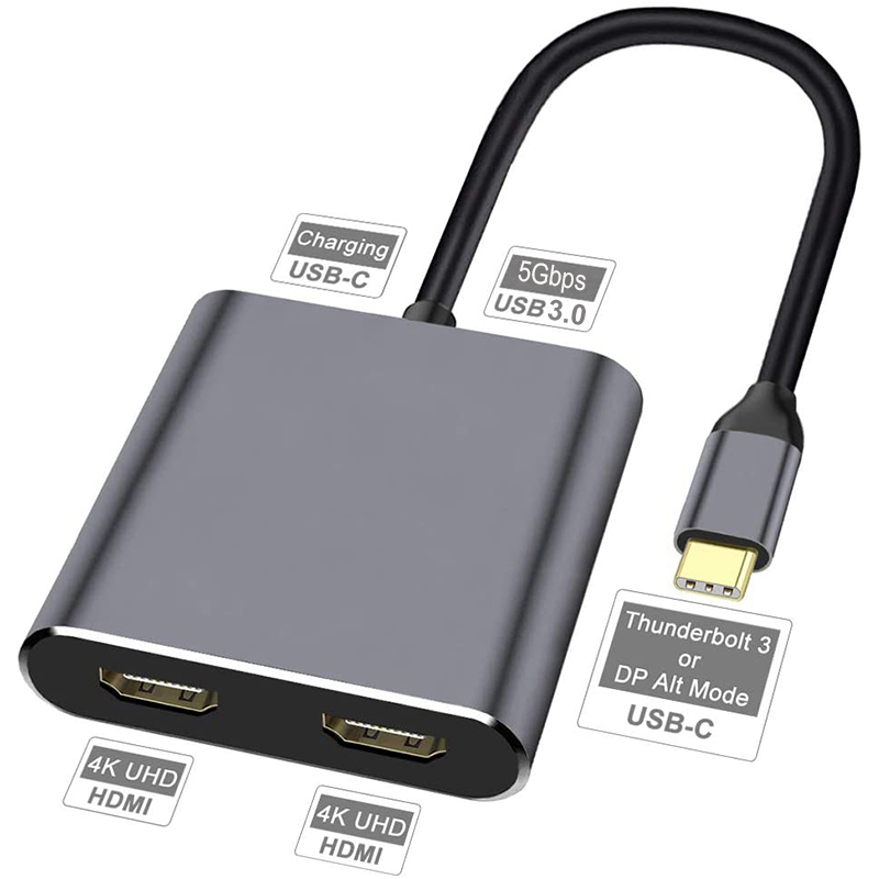 Usb Hub Type C - 4 em 1 porta HDMI dupla