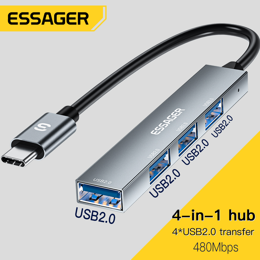 Essager 4 em 1 cabo usb c hub  - Usb Hub Type C avaliação e preço